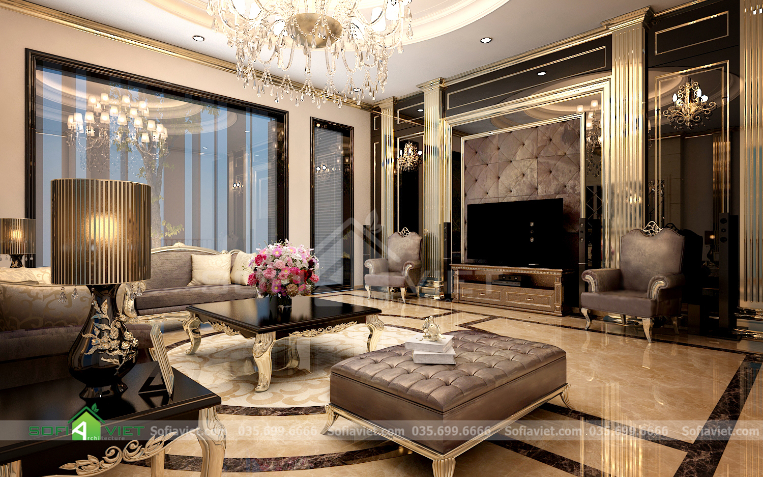 Diện tích tiêu chuẩn của phòng khách nhà biệt thự