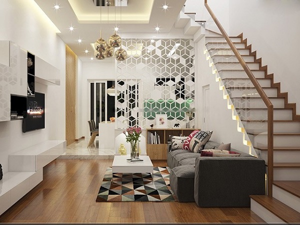 3 mẫu nội thất phòng khách tân cầu điển có cầu thang đẹp nhất